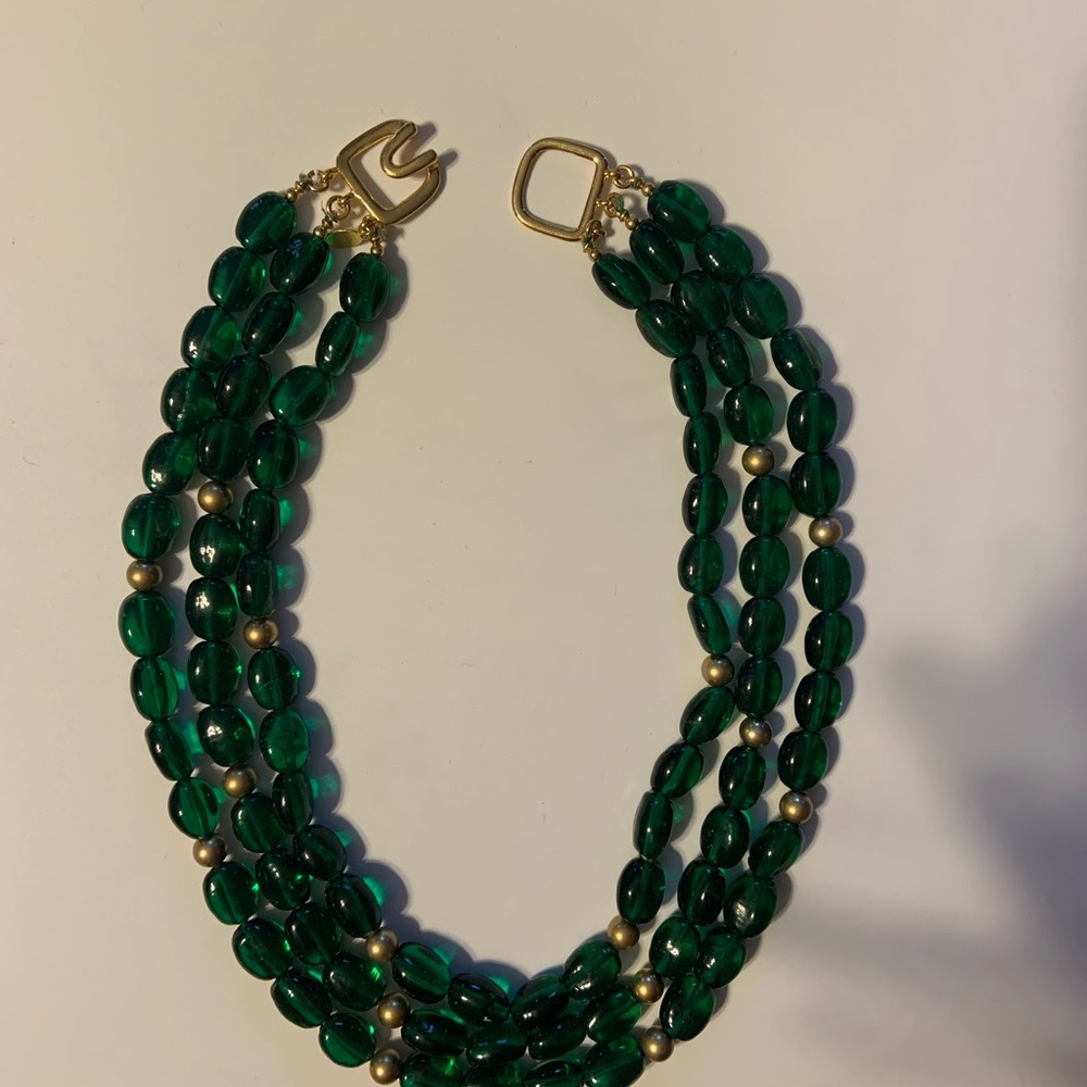 Frances Valentine Emerald Green and Gold Necklace